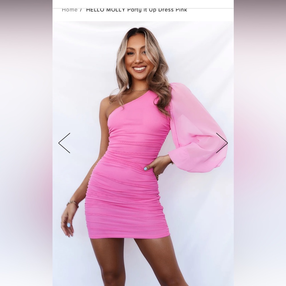 Pink Hello Molly One Shoulder Mini Dress Size US 4